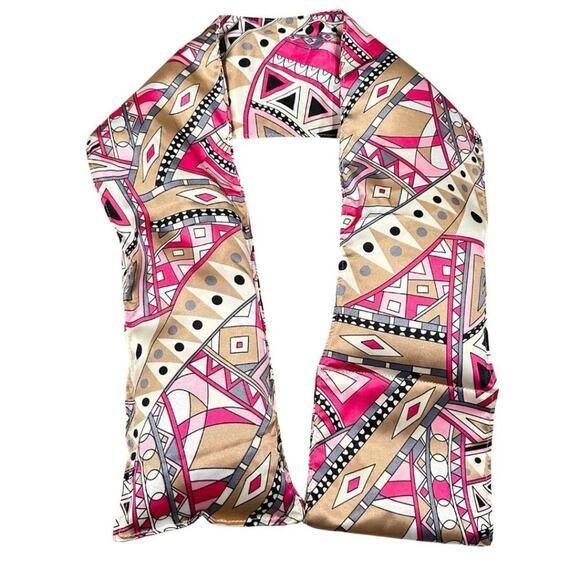 Silk Scarf Goose Feathers Pink, Cream & Black - Picture 3 of 3